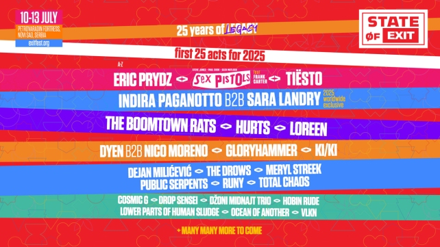 EXIT Festival announces Indira Paganotto b2b Sara Landry, Tiësto, Eric Prydz and the Sex Pistols with Frank Carter among the first 25 artists of its 25th anniversary
