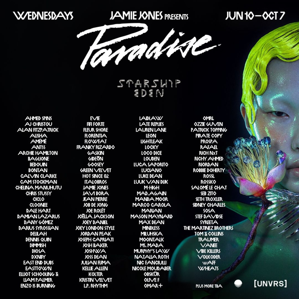 JAMIE JONES REVEALS THE LINEUP FOR PARADISE STARSHIP EDEN 2026 SEASON AT [UNVRS]