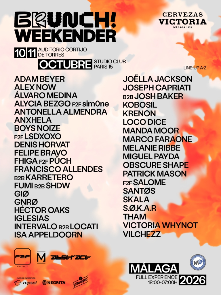 Brunch Electronik Málaga presents the full line-up for Weekender 2026