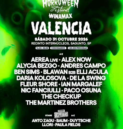 ELROW DESVELA EL CARTEL COMPLETO DE HORROWEEN FESTIVAL WINAMAX VALENCIA EN UN EVENTO PARA 20.000 PERSONAS 